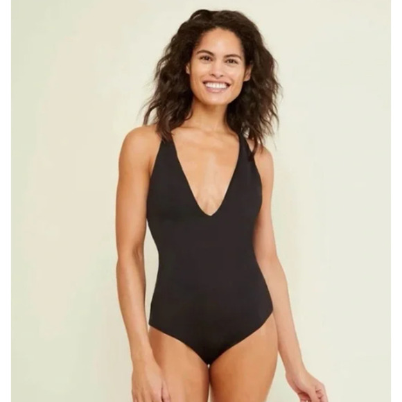 Andie Swim The Bali One Piece Swimsuit Black Large Tall LONG TORSO New with Tags - Picture 2 of 7